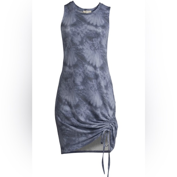 Como Blu Sleeveless Scoop Neck Tie Dye Stretchy Ruched Adjustable Sheath Dress - Picture 5 of 6